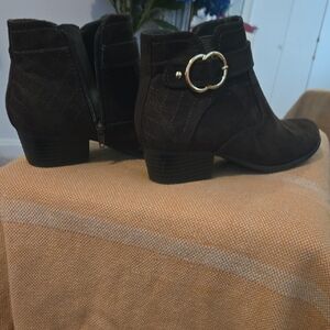 Unisa Dark Brown Ankle Boots with Gold Accent